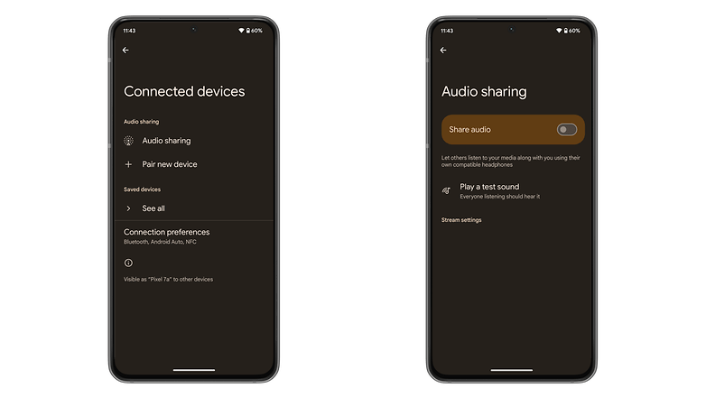 Android 15 Audio Share option screen Android 15 Audio Share option screen