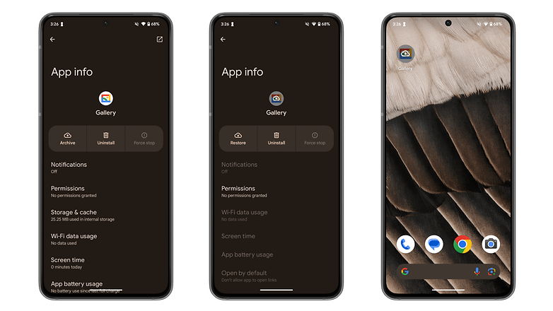 Screenshots showing the new "Archive app" option in Android 15 Beta 1 Screenshots showing the new "Archive app" option in Android 15 Beta 1
