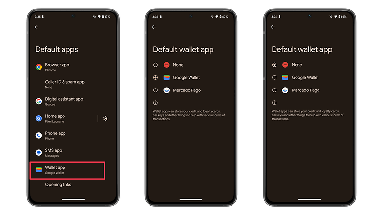 Screenshots showing the new option to set a default wallet app on Android 15 beta 1. Screenshots showing the new option to set a default wallet app on Android 15 beta 1.