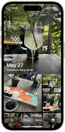 Screenshots of the Photos app user interface on iOS 18