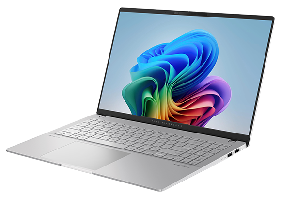 A sleek, modern laptop with a vibrant display showcasing colorful abstract patterns, representing the latest technology for students.