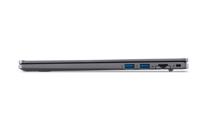 Side view of the Acer Chromebook Plus Enterprise 714, showing dual USB ports and an Ethernet jack.