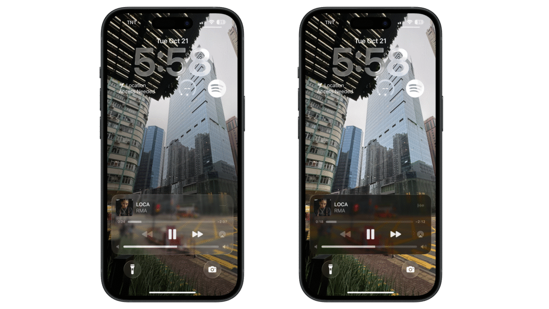 Liquid Glass UI effect versus tinted view