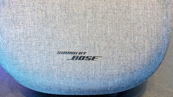 Close-up of a textured surface featuring the logo 'Sound by Bose'.