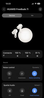 Huawei AI Life app interface, EQ profiles and Custom EQ