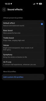 Huawei AI Life app interface, EQ profiles and Custom EQ